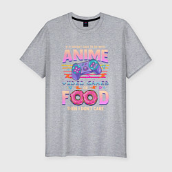 Футболка slim-fit Anime Video Games Or Food, цвет: меланж