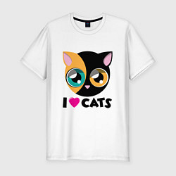 Мужская slim-футболка I Love Cats