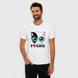 Футболка slim-fit I Love Cats, цвет: белый — фото 2