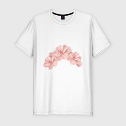 Мужская slim-футболка Розовые цветы вишни