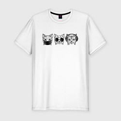 Футболка slim-fit Не говорю Не вижу не слышу, цвет: белый