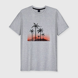 Футболка slim-fit Palm tree, цвет: меланж