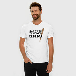 Футболка slim-fit Sarcasm is my only defense, цвет: белый — фото 2