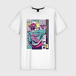 Футболка slim-fit Anime is life - Ramen Guy Oni, цвет: белый