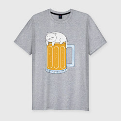 Футболка slim-fit Beer Cat, цвет: меланж