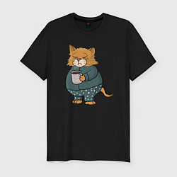 Мужская slim-футболка Сонный Кот