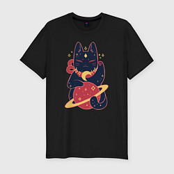 Футболка slim-fit Space cat, цвет: черный