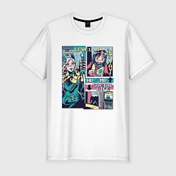 Футболка slim-fit Vaporwave Anime Level UP, цвет: белый