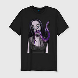 Мужская slim-футболка Девушка с осьминогом