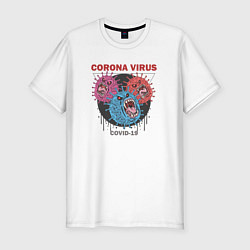 Футболка slim-fit Коронавирус Coronavirus, цвет: белый