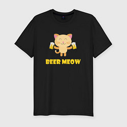 Мужская slim-футболка Beer Meow