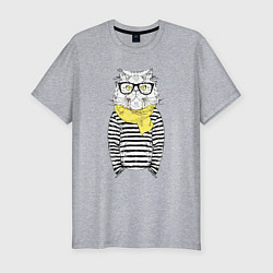 Футболка slim-fit Hipster Cat, цвет: меланж