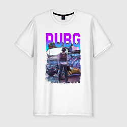 Футболка slim-fit PUBG NEON ПУБГ НЕОН Z, цвет: белый