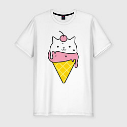 Футболка slim-fit Ice Cream Cat, цвет: белый