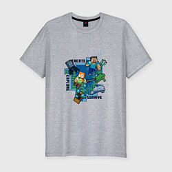 Мужская slim-футболка Майнкрафт Под водой