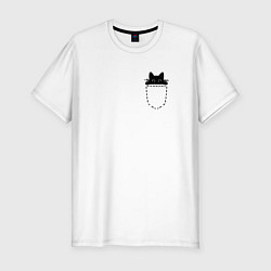 Футболка slim-fit Кот в кармане, цвет: белый