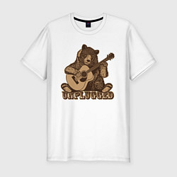Футболка slim-fit Медведь играет на гитаре, цвет: белый