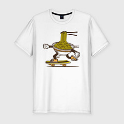 Мужская slim-футболка Лапша на скейте
