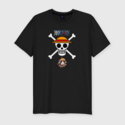 Мужская slim-футболка Веселый Роджер Луффи One Piece