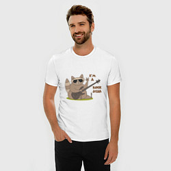 Футболка slim-fit Енот в очках и с бас-гитарой, цвет: белый — фото 2