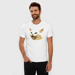 Футболка slim-fit Кот Смадж Мем, цвет: белый — фото 2