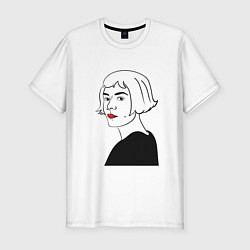 Футболка slim-fit Амели в чёрной кофте, цвет: белый