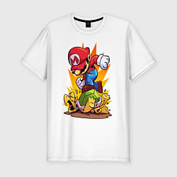 Футболка slim-fit Angry Mario, цвет: белый