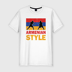 Футболка slim-fit Армянский стиль, цвет: белый