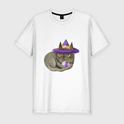 Мужская slim-футболка Котик МЯУ и волшебная сфера
