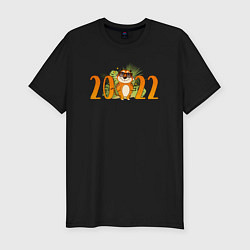 Футболка slim-fit Тигр 2022 Новый год, цвет: черный