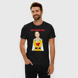 Футболка slim-fit Сайтама безразличие One Punch-Man, цвет: черный — фото 2