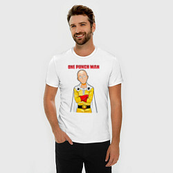 Футболка slim-fit Сайтама безразличие One Punch-Man, цвет: белый — фото 2