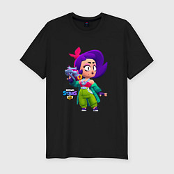 Футболка slim-fit Brawl Stars фиолетовые волосы, цвет: черный