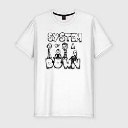 Футболка slim-fit Карикатура на группу System of a Down, цвет: белый