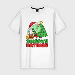Футболка slim-fit Christmas Zombie, цвет: белый