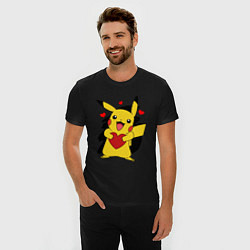 Футболка slim-fit ПИКАЧУ И СЕРДЕЧКО POKENON PIKACHU LOVE, цвет: черный — фото 2