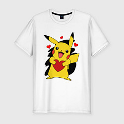 Футболка slim-fit ПИКАЧУ И СЕРДЕЧКО POKENON PIKACHU LOVE, цвет: белый