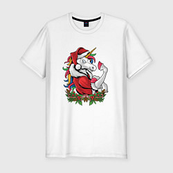 Футболка slim-fit Unicorn Santa, цвет: белый