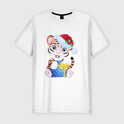Мужская slim-футболка Новогодний тигр!