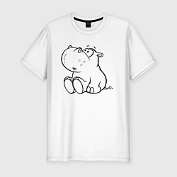 Футболка slim-fit Бегемотик детский cotton theme, цвет: белый