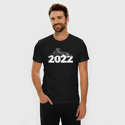 Футболка slim-fit Новогодний тигр 2022 White, цвет: черный — фото 2