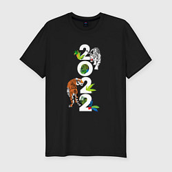 Футболка slim-fit Два тигра 2022, цвет: черный