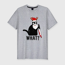 Футболка slim-fit НОВОГОДНИЙ WHAT CAT, цвет: меланж