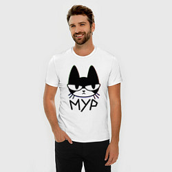Футболка slim-fit Хмурый котик, цвет: белый — фото 2