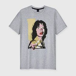 Футболка slim-fit Andy Warhol - Mick Jagger pop art, цвет: меланж