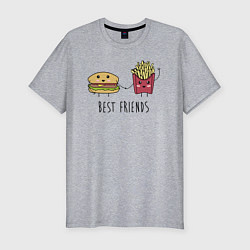 Футболка slim-fit Hamburger and fries are best friends, цвет: меланж