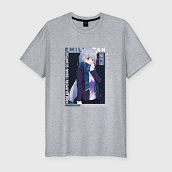 Футболка slim-fit Re:Zero Жизнь с нуля в альтернативном мире, Эмилия, цвет: меланж