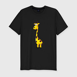 Футболка slim-fit Веселый жирафик, цвет: черный