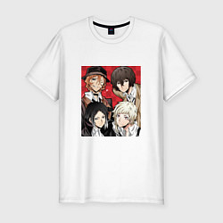 Футболка slim-fit Bungou Stray DogsБродячие псы литературы, цвет: белый