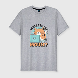 Футболка slim-fit Где же мышка Программист поймет, цвет: меланж